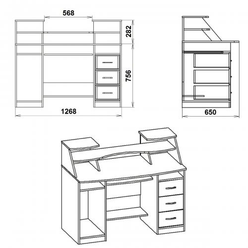 Стіл комп'ютерний Компаніт Комфорт-5 127х65х104 см Німфея альба Стіл комп'ютерний Компаніт Комфорт-5 127х65х104 см Німфея альба