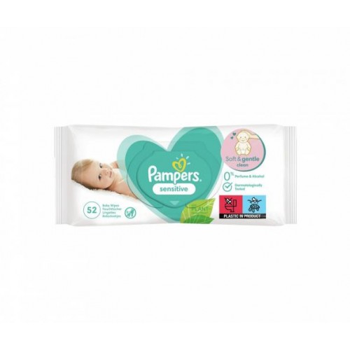 Дитячі вологі серветки Pampers Sensitive 52 шт в інтернет супермаркеті PbayMarket!