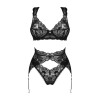 Комплект білизни Obsessive Donna Dream 3-pcs set XS/S Black, бюстгальтер, стрінги, пояс для панчіх в інтернет супермаркеті PbayMarket!