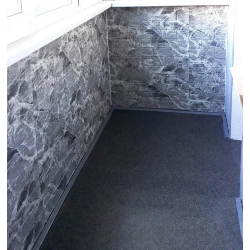 Самоклеюча декоративна 3D панель під цеглу чорний мармур у рулоні 20 м 3D Loft 20000x700x3мм