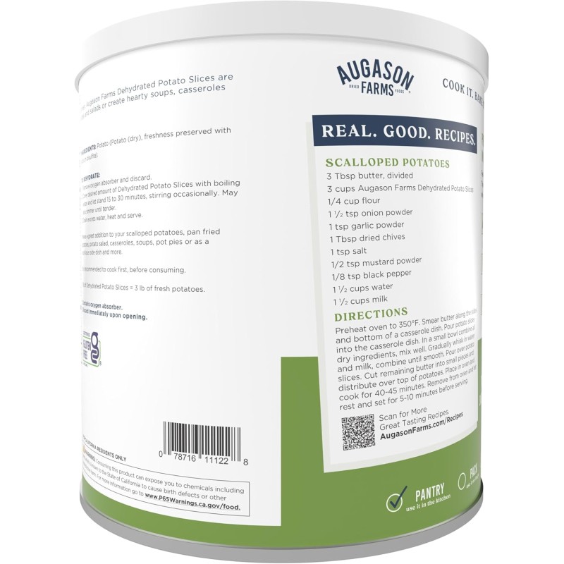 Сублімована нарізана картопля з великим терміном придатності 25 років Augason Farms, 15 порцій