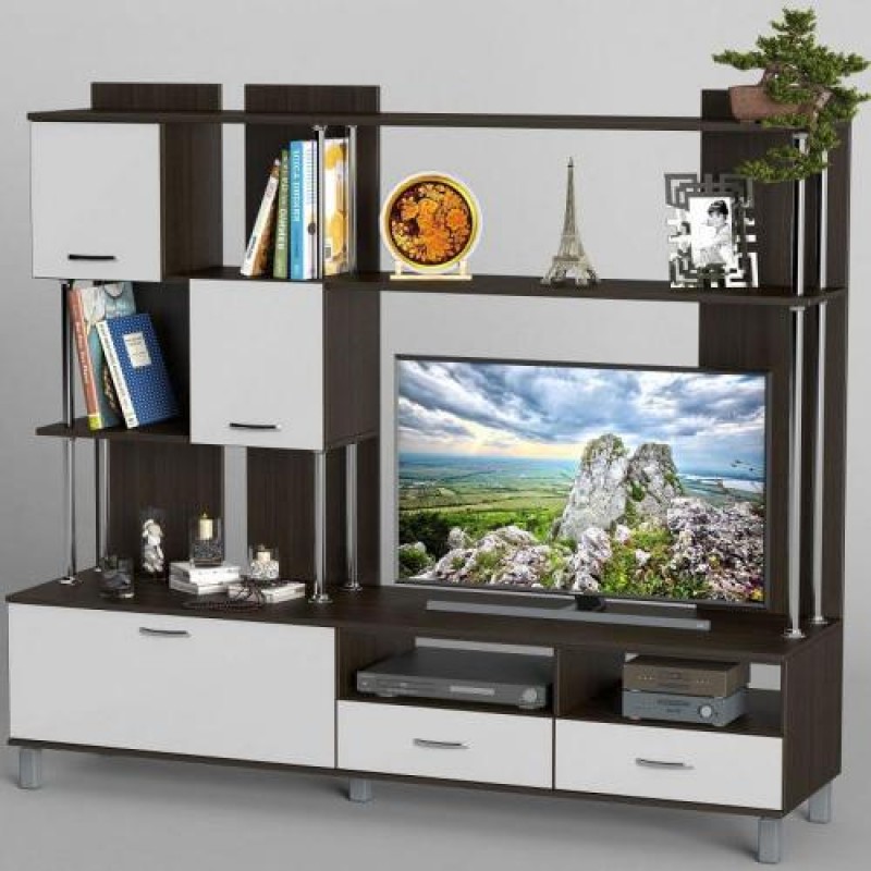 Стінка в вітальню Тиса Мебель Вітальня-49 Венге Білий 1640x450x1800 мм