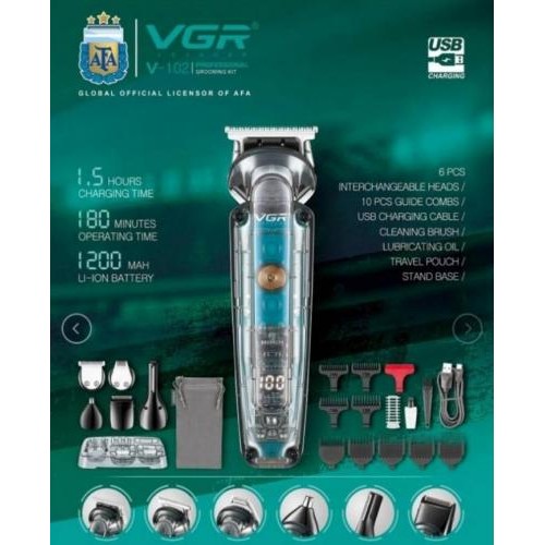 Машинка для стрижки VGR V-102 LED 5 Вт 14 насадок Чорний (2390000037) Машинка для стрижки VGR V-102 LED 5 Вт 14 насадок Чорний (2390000037)