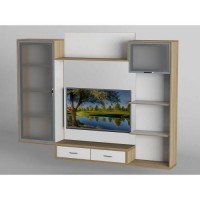 Стінка в вітальню Тиса Мебель Вітальня-201 Сонома Білий 1690x300x2160 мм Стінка в вітальню Тиса Мебель Вітальня-201 Сонома Білий 1690x300x2160 мм