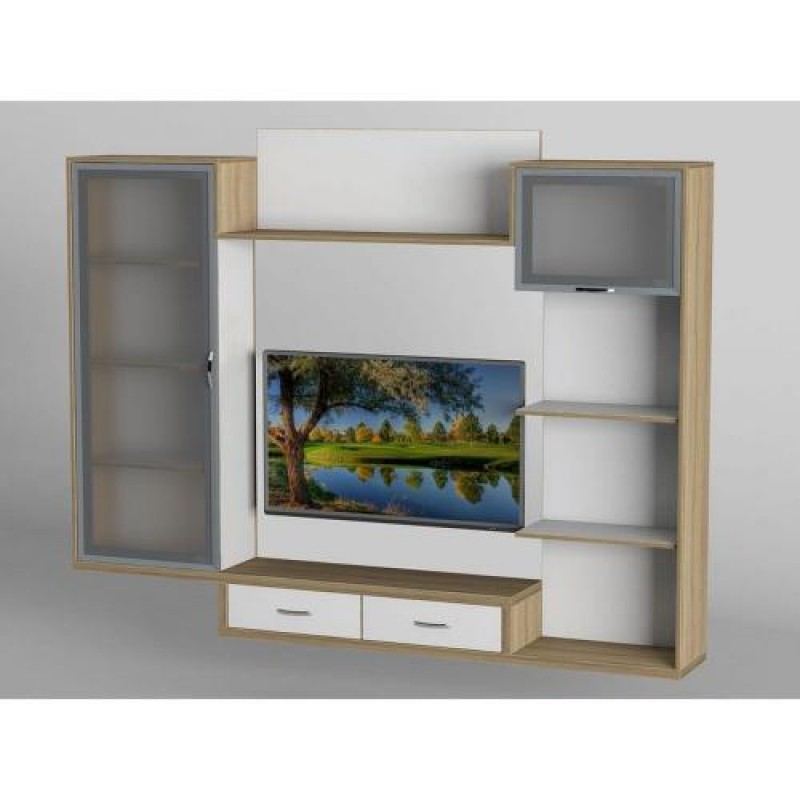 Стінка в вітальню Тиса Мебель Вітальня-201 Сонома Білий 1690x300x2160 мм