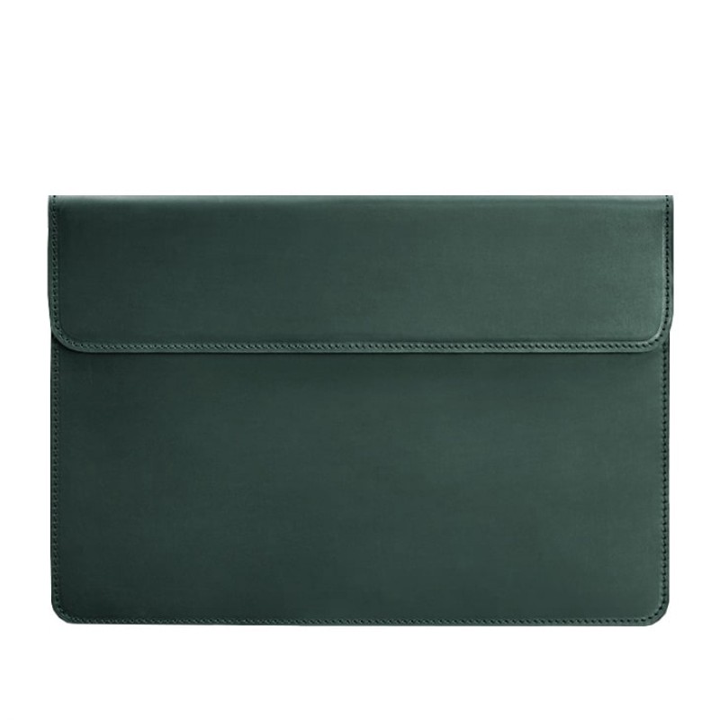 Шкіряний чохол-конверт на магнітах для MacBook 14 Зелений Crazy Horse BlankNote