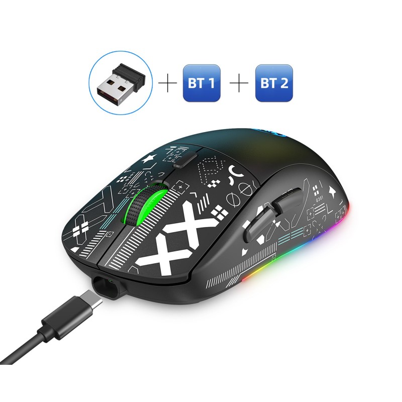 Миша бездротоваImice HYSJ Т90 з акумулятором та підсвічуванням 2.4G + Bluetooth Black