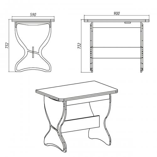 Стіл кухонний Компанит КС 4 Бук Стіл кухонний Компанит КС 4 Бук