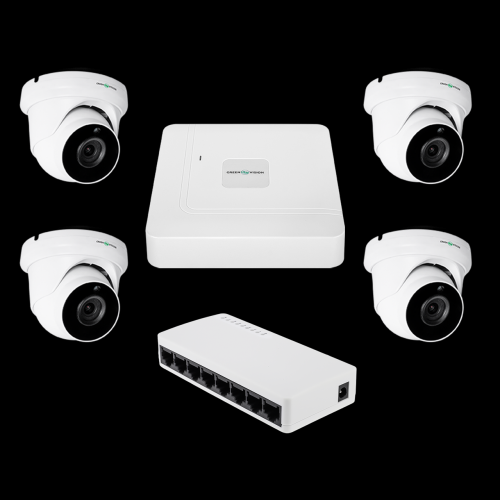 Комплект відеоспостереження на 4 камери GreenVision GV-IP-K-W95/4 5MP Комплект відеоспостереження на 4 камери GreenVision GV-IP-K-W95/4 5MP