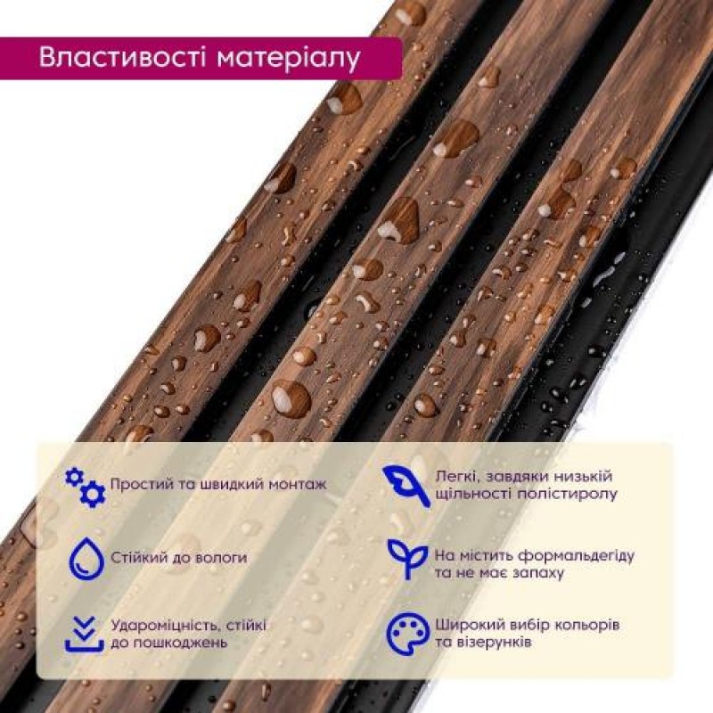 Декоративна PS рейка Sticker Wall 122*2900*12мм (D) SW-00001745