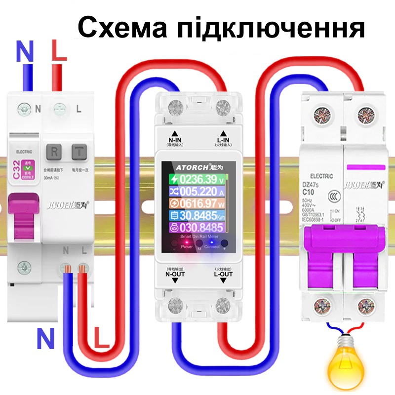 Розумний лічильник електроенергії Atorch AT2PW (100973)