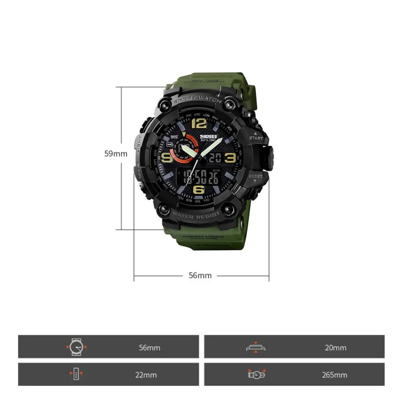 Чоловічий наручний годинник Skmei 1520 Зелений