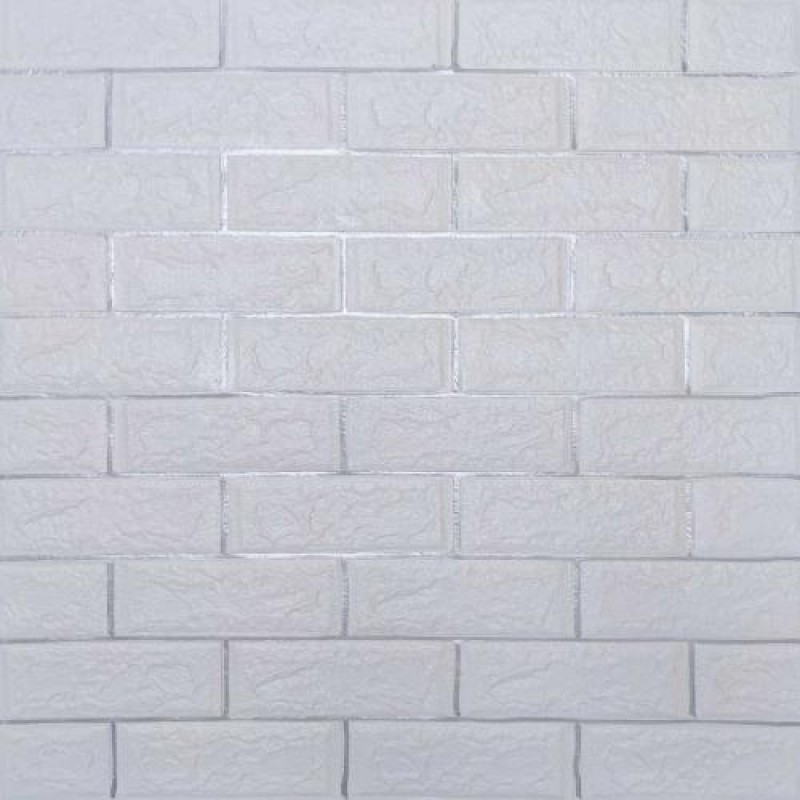 Самоклеюча декоративна 3D панель під білу матову цеглу зі сріблом 3D Loft 700x770x5 мм