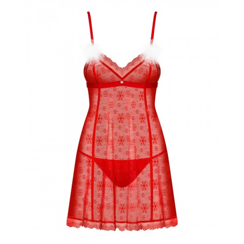 Комплект пеньюар і стринги Obsessive Claussica M/L Red (SX1135) Комплект пеньюар і стринги Obsessive Claussica M/L Red (SX1135)