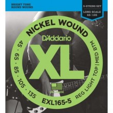 Струни для бас-гітари D'Addario Nickel Wound EXL165-5 Custom Light 5-String Bass 45/135