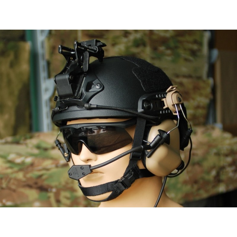 Тактичні активні навушники з кріпленням і гарнітурою під шолом EARMOR M32Н Чорний (1629039469)