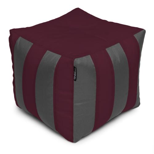 Пуф Кубик Смугастий Оксфорд 40х40 Студія Комфорту Сірий + Бордовий Пуф Кубик Смугастий Оксфорд 40х40 Студія Комфорту Сірий + Бордовий