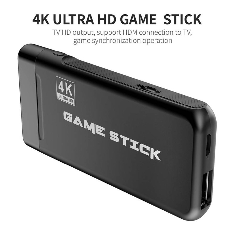 Телевізійна ігрова приставка Gen Game Mini Stick 4k HDMI із двома бездротовими геймпадами 2.4G із вбудованими іграми Dendy Sega Аркадні ігри Game Boy Nintendo Atari PlayStation 1