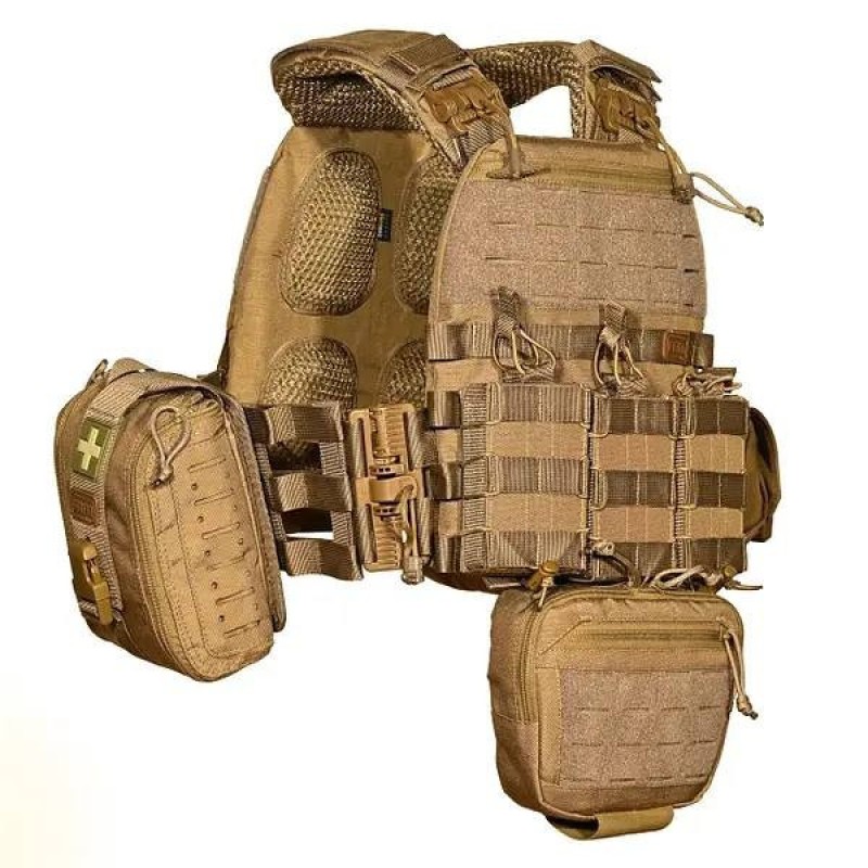 Тактичний комплект No Brand плитоноска М7 з 7 підсумками без плит Койот (2072881990)