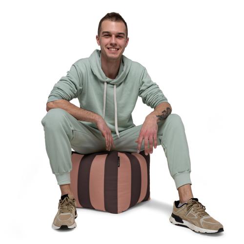 Пуф Кубик Смугастий Оксфорд 40х40 Студія Комфорту Кава + Коричневий Пуф Кубик Смугастий Оксфорд 40х40 Студія Комфорту Кава + Коричневий