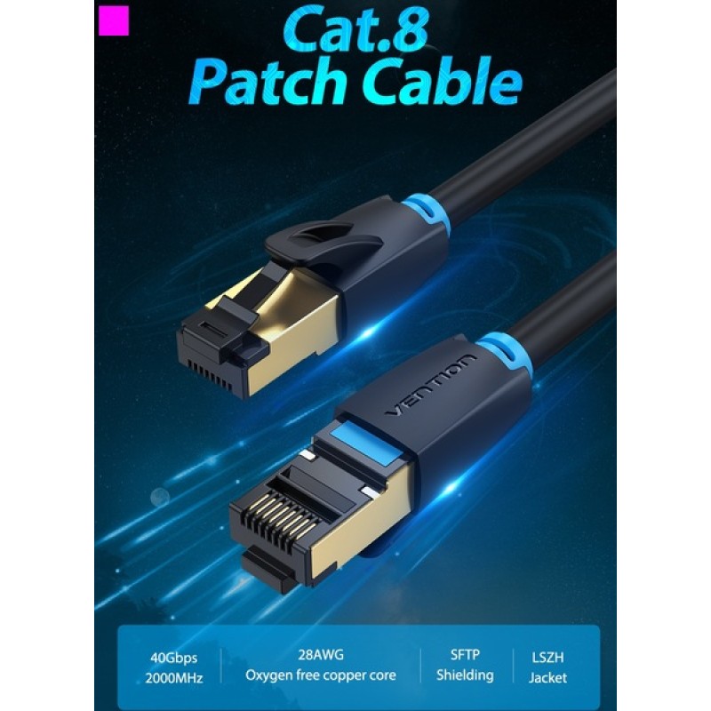 Патч-корд Vention CAT 8 Ethernet SFTP 0.5 м Black IKABD