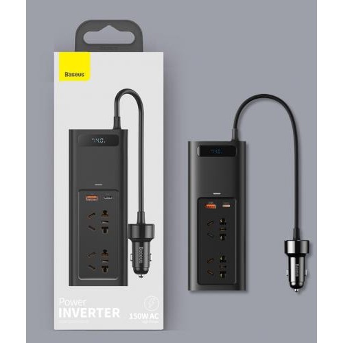 Автомобільний інвертор Baseus USB-C/USB/5A/150 Вт 220 В Black