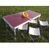 Стіл для пікніка Посилений розкладний зі стільцями 4life 120х60х55/60/70 см (3 режими висоти) Коричневий
