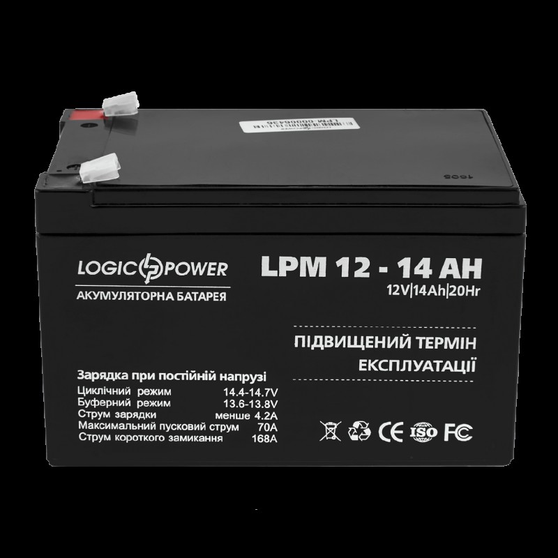 Акумулятор свинцево-кислотний LogicPower AGM LPM 12-14 AH
