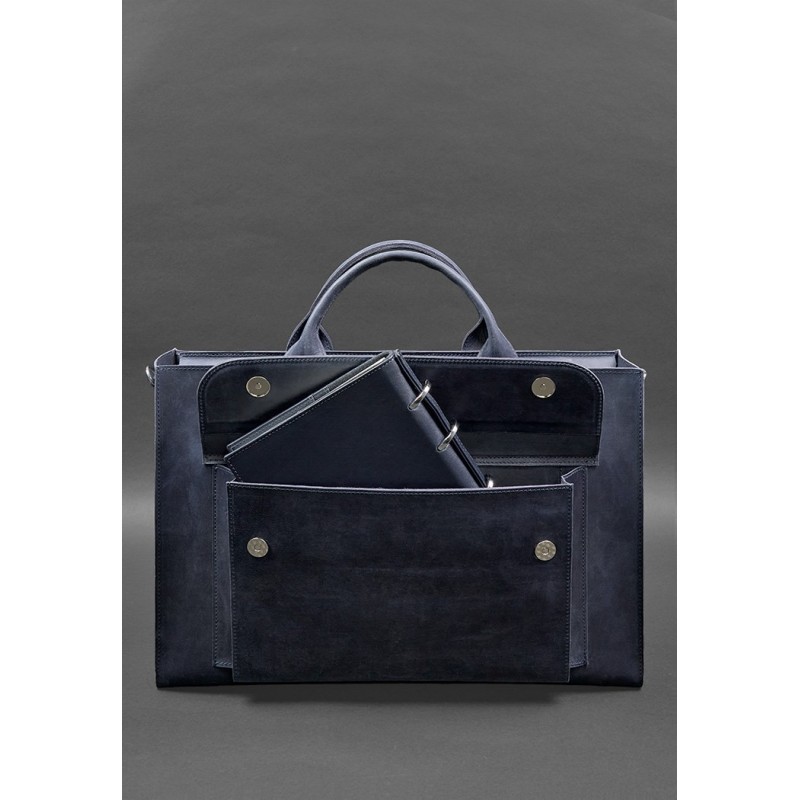 Шкіряна сумка для ноутбука та документів Універсальна синя Crazy Horse BlankNote