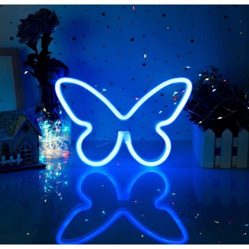 Настінний неоновий світильник нічник Angel Метелик Butterfly синій