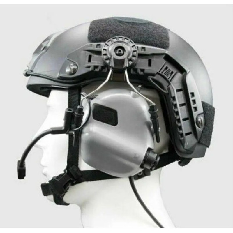 Тактичні активні навушники EARMOR М32Н із кріпленням та гарнітурою під шолом Сірий (1713646566)