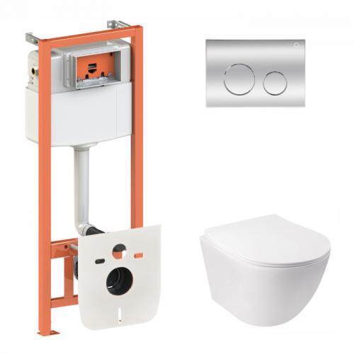 Набір Qtap Інсталяція 3 В 1 Nest Qt0133M425 З Панеллю Змиву Круглою Qt0111M11112Crm + Унітаз З Сидінням Jay Qt07335176W Набір Qtap Інсталяція 3 В 1 Nest Qt0133M425 З Панеллю Змиву Круглою Qt0111M11112Crm + Унітаз З Сидінням Jay Qt07335176W