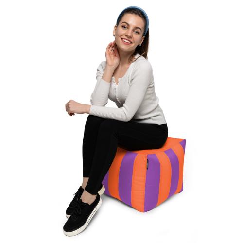 Пуф Кубик Смугастий Оксфорд 40х40 Студія Комфорту Фіолетовий + Помаранчевий Пуф Кубик Смугастий Оксфорд 40х40 Студія Комфорту Фіолетовий + Помаранчевий