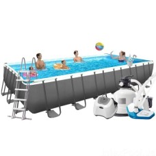Каркасний басейн Intex 26368-16, 732 х 366 х 132 см (150мг/11 г/год, 12 000 л/год, драбина, тент, підстилка, набір для догляду, сітка)