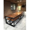 Стіл обідній з лавками GoodsMetall з металу та дерева, Лофт