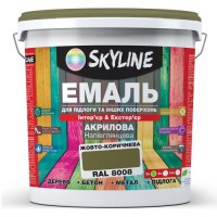 Эмаль для пола и других поверхностей акриловая SkyLine Желто-коричневая RAL 8008 3 л Эмаль для пола и других поверхностей акриловая SkyLine Желто-коричневая RAL 8008 3 л