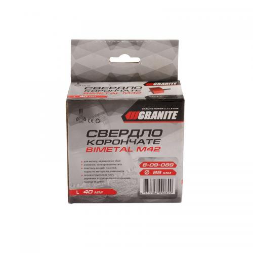 Свердло корончате GRANITE біметалічний HSS M42 89 мм 6-09-089 Свердло корончате GRANITE біметалічний HSS M42 89 мм 6-09-089