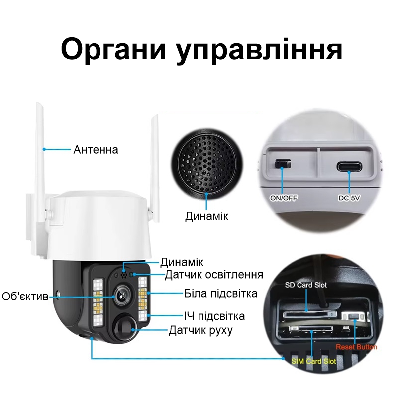 Автономна вулична 4G камера відеоспостереження поворотна PTZ із сонячною панеллю Nectronix VC3-G, V380 pro