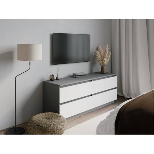 Тумба ТВ з 4-ма ящиками Меблева Площа 140х40х53 см Антрацит + Білий Тумба ТВ з 4-ма ящиками Меблева Площа 140х40х53 см Антрацит + Білий