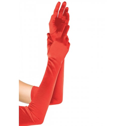 Довгі рукавички Leg Avenue Extra Long Satin Gloves red