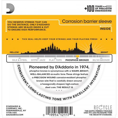 Струни для акустичної гітари D'Addario EJ19 Phosphor Bronze Light Top/Medium Bottom Acoustic Guitar Strings 12/56 Струни для акустичної гітари D'Addario EJ19 Phosphor Bronze Light Top/Medium Bottom Acoustic Guitar Strings 12/56