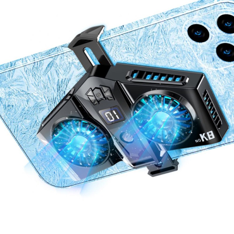 Універсальний подвійний напівпровідниковий радіатор-вентилятор (кулер) для смартфона Union PUBG Mobile K8 Silver