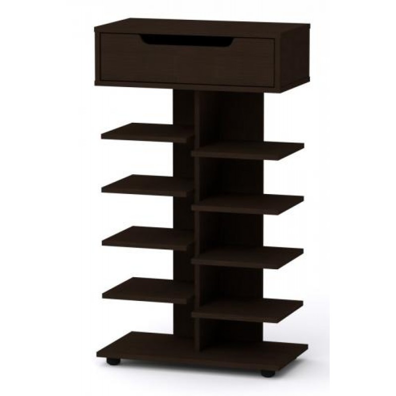 Тумба для взуття з полицями Компанит ТО 15 60х32х104,8 см Венге темний