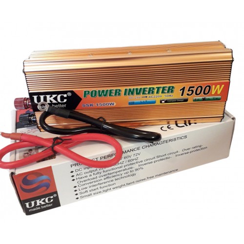 Перетворювач авто інвертор UKC 24V-220V 1500W (003167)