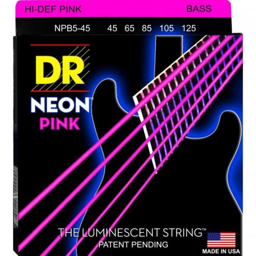 Струни для бас-гітари DR NPB5-45 Hi-Def Neon Pink K3 Coated Medium Bass 5 Strings 45/125 Струни для бас-гітари DR NPB5-45 Hi-Def Neon Pink K3 Coated Medium Bass 5 Strings 45/125