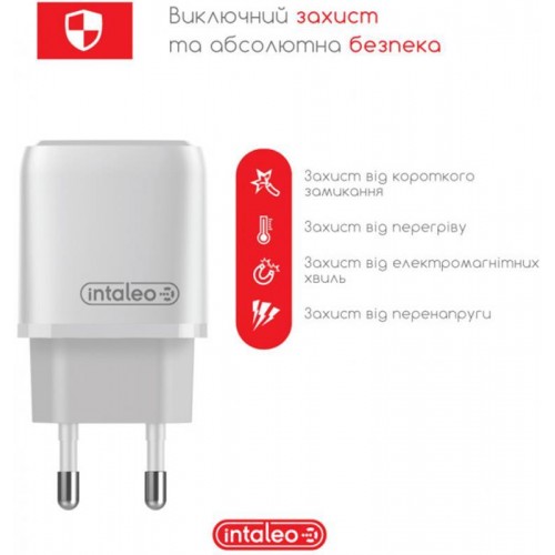 Мережевий зарядний пристрій Intaleo TCGQPD120L (1USBx3A) White (1283126510007) + кабель Lightning в інтернет супермаркеті PbayMarket!