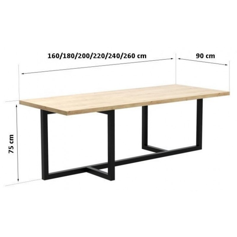 Обідній стіл у стилі Loft NS-1153 780x2020x900 мм Черный