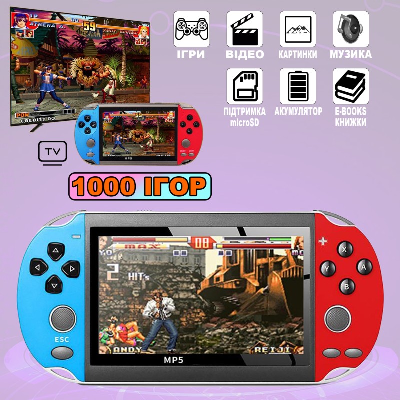 Ігрова приставка XPRO PSP 7X 1000в1 8gb екран 4.3