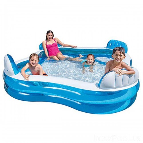Сімейний надувний басейн із сидіннями та спинками Intex Блакитний (229*229*56 см)(56475) в інтернет супермаркеті PbayMarket!