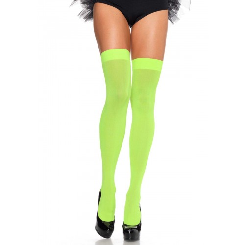 Щільні неонові панчохи Leg Avenue Nylon Thigh Highs Neon Green, one size в інтернет супермаркеті PbayMarket!